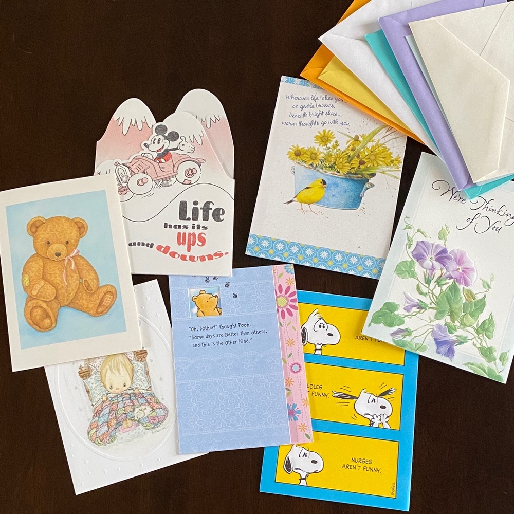 Bundle of 7 'Thinking of You' and 'Get Well' Greeting Cards